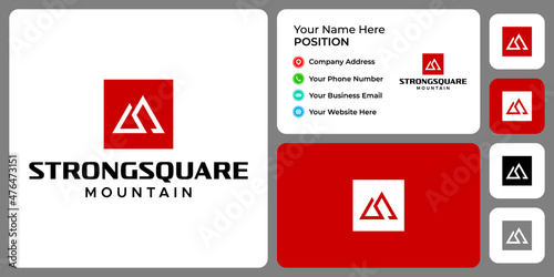 Letter S monogram mountain logo design with business card template.