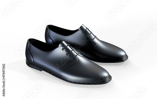 shoes as a concept of luxury expensive high-quality shoes. 3d rendering illustration of a pair of fashionable mens shoes isolated on white background.