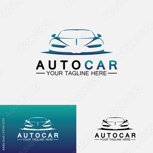 Auto car logo design with concept sports car vehicle icon silhouette.Vector illustration design template.