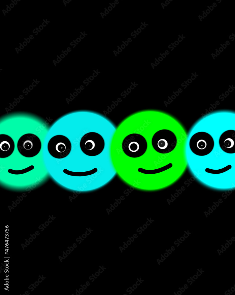 Obraz premium bright smiling emoticons on a black background