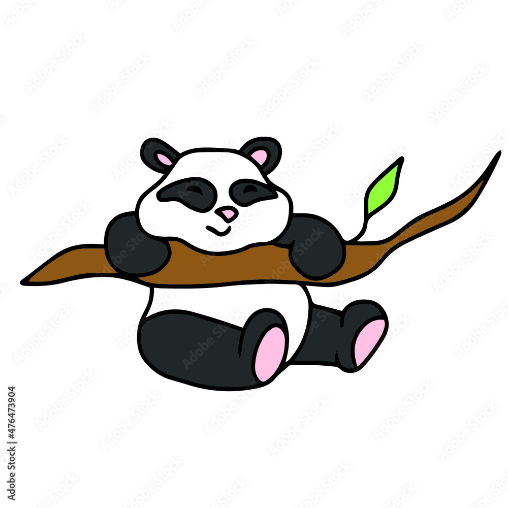 Naklejka premium Vector children's design for backgrounds and fabrics, postcards.Cute and funny panda