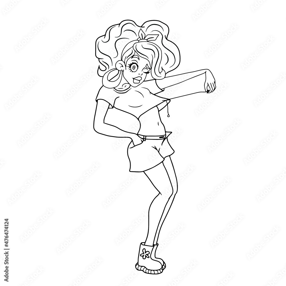 Fototapeta premium Vector children's design for backgrounds and fabrics, postcards, stickers. Cute funny girls