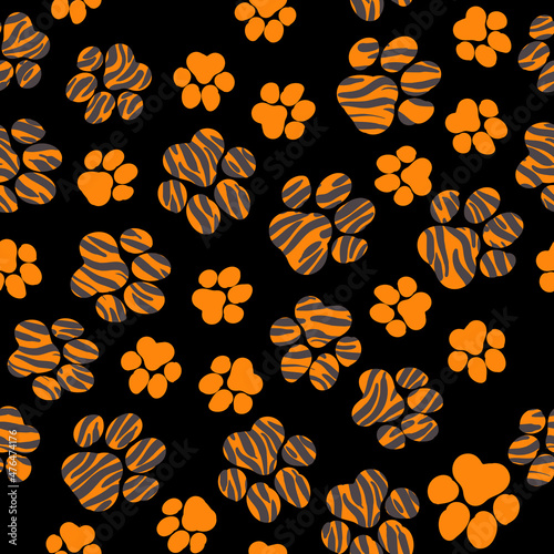 Orange tiger paw print trails