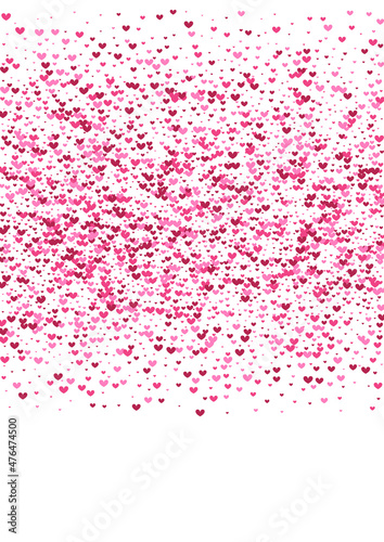Rose Small Heart Illustration. Purple Valentin Background. Red Confetti Falling. Pink Event Texture. Gift Backdrop.