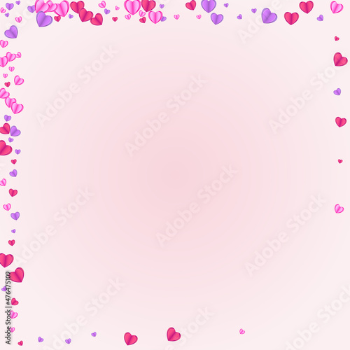 Tender Heart Background Pink Vector. Shape Texture Confetti. Lilac Cute Pattern. Violet Heart February Frame. Red Mother Backdrop. © Vlada Balabushka