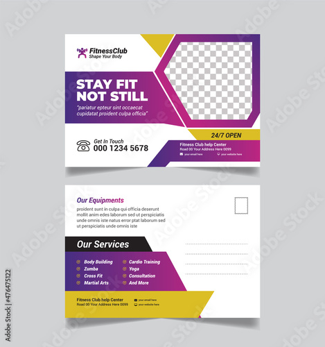 GYM Fitness Postcard Design Template