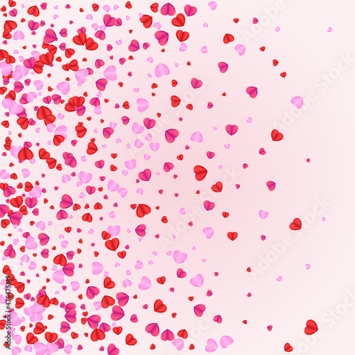Pinkish Confetti Background Pink Vector. Romantic Frame Heart. Tender Element Pattern. Fond Heart Fall Illustration. Red Gift Texture.
