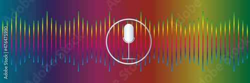 Voice recognition system concept banner. Future technology concept.Abstract illustration with voice recording microphone wave for concept design. 