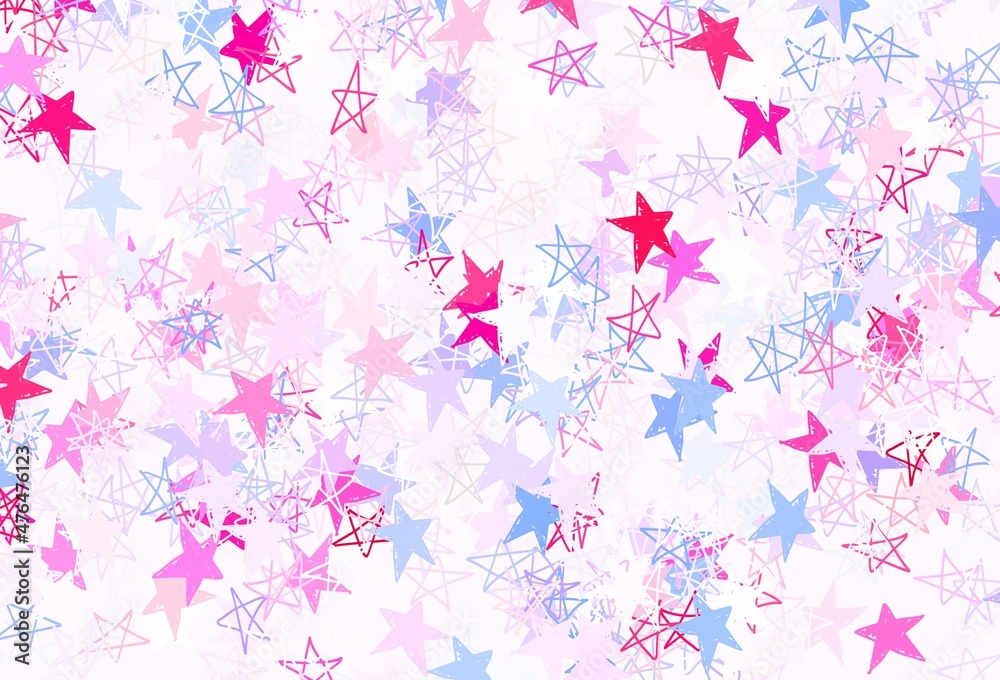 Light Blue, Red vector layout with bright stars.