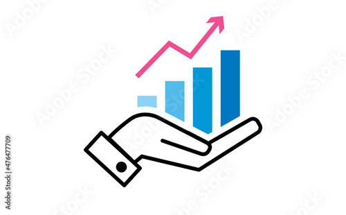 icona, mano, grafico, economia, contabilità
