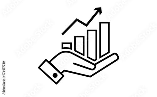 icona, mano, grafico, economia, contabilità photo