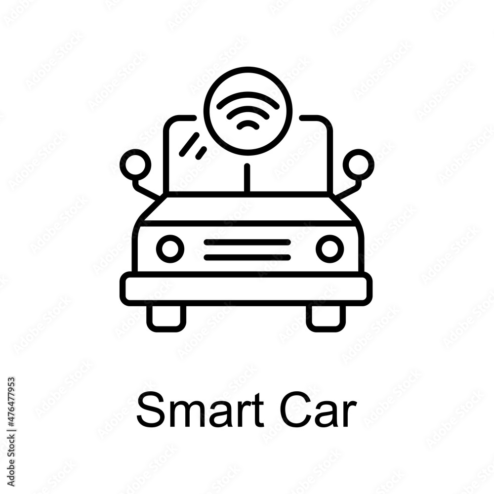 Smart Car vector outline icon for web isolated on white background EPS 10 file Smart Car vector outline icon for web isolated on white background EPS 10 file