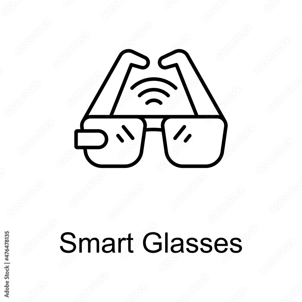 Smart Glasses vector outline icon for web isolated on white background EPS 10 file Smart Glasses vector outline icon for web isolated on white background EPS 10 file