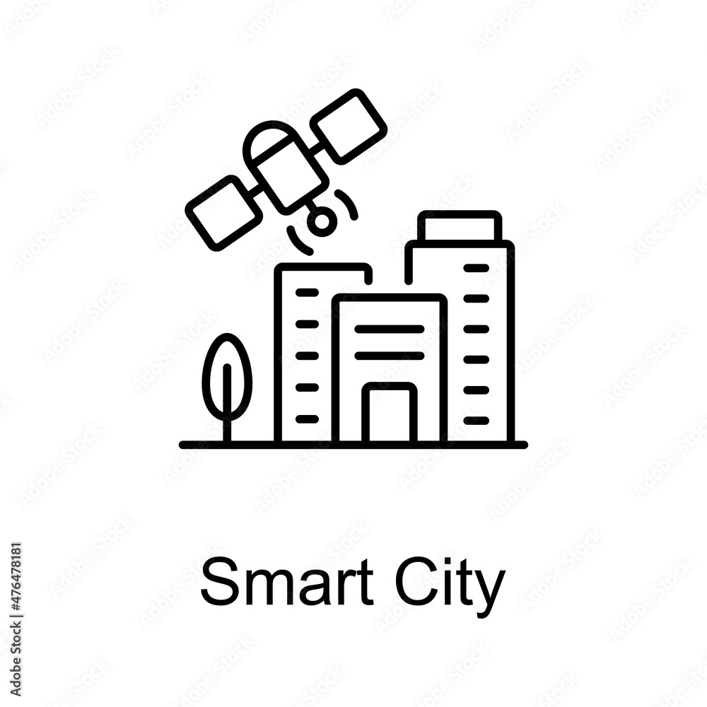 Smart City vector outline icon for web isolated on white background EPS 10 file Smart City vector outline icon for web isolated on white background EPS 10 file