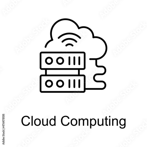 Cloud Computing vector outline icon for web isolated on white background EPS 10 file