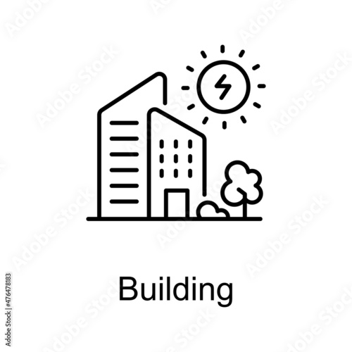 Building vector outline icon for web isolated on white background EPS 10 file