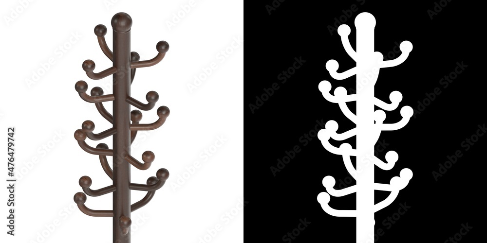3D rendering illustration of a coat stand 3D rendering illustration of a coat stand