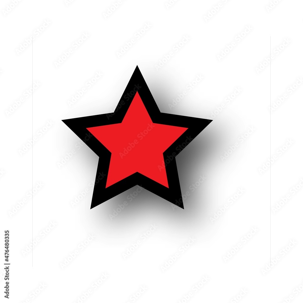Red star with black border with shadow. Vector illustration. Red star with black border with shadow. Vector illustration.
