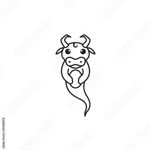 cute cow genie logo design vector graphic symbol icon sign illustration creative idea