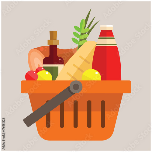 basket with foods