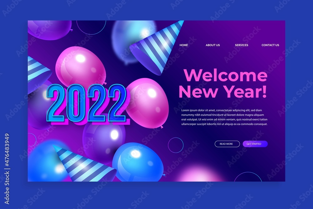 new year landing page abstract design vector illustration