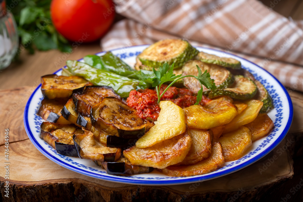Turkish style mixed vegetable fried (Karisik Kizartma)