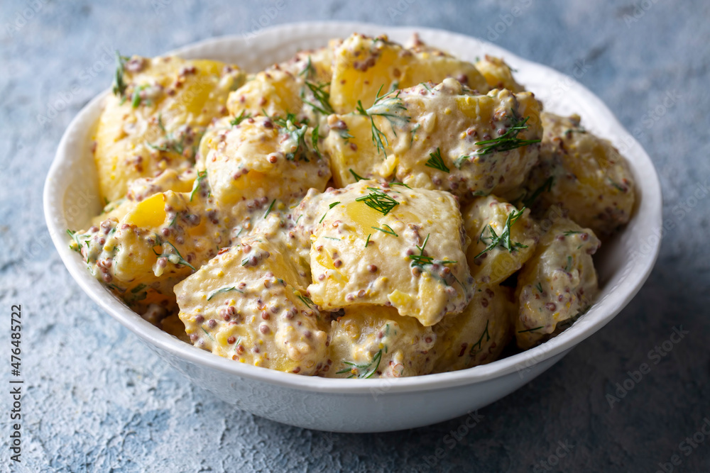 Potato salad with mustard seeds and mayonnaise (Turkish name; patates salatasi) Potato salad with mustard seeds and mayonnaise (Turkish name; patates salatasi)