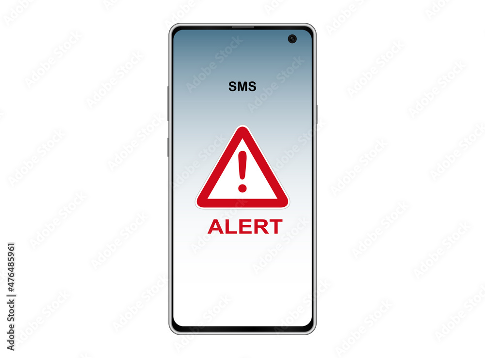Sms alert sign on the phone screen, vector illustration