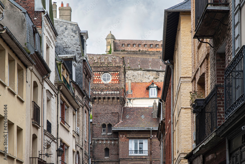 Old buildings of the city of Dieppe in Normandy, France