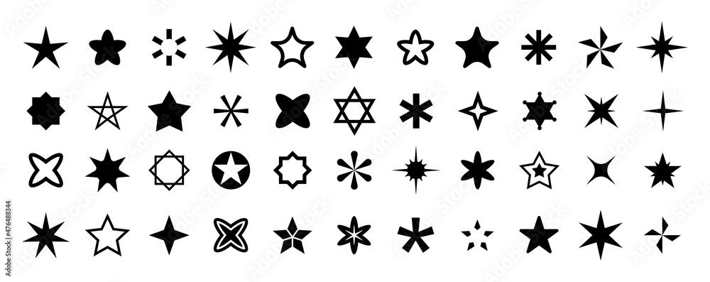 Star shape pictogram collection. Star vector icons. Star pictograms & logos.