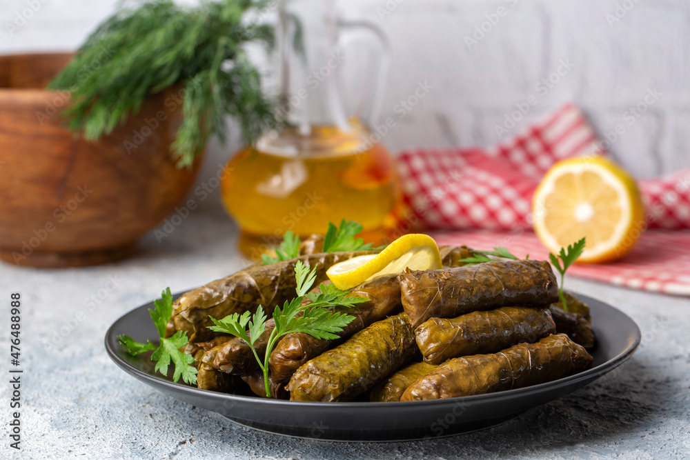 Traditional delicious Turkish foods; stuffed leaves (yaprak sarmasi)