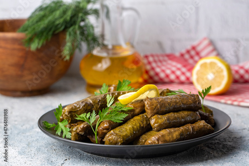Obraz na płótnie Traditional delicious Turkish foods; stuffed leaves (yaprak sarmasi) w salonie