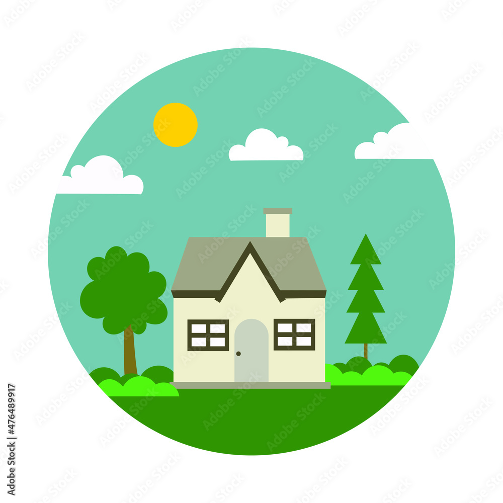an illustration of the residential house with modern architecture. a contemporary building in the village for home. a simple and minimalist concept. an illustration of the residential house with modern architecture. a contemporary building in the village for home. a simple and minimalist concept.