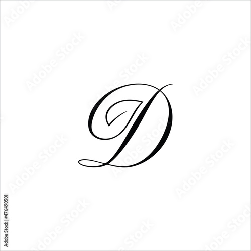 letter d logo vector leaf template line