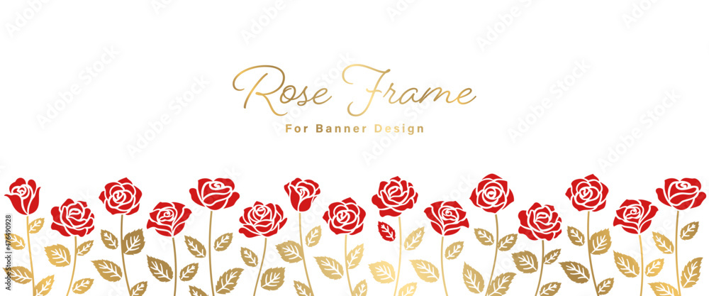 Rose Illustrations Decorated Banner Frame Design