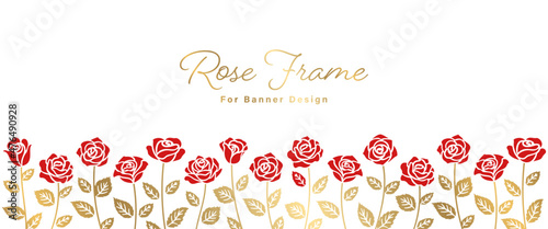 Obraz na płótnie Rose Illustrations Decorated Banner Frame Design w salonie