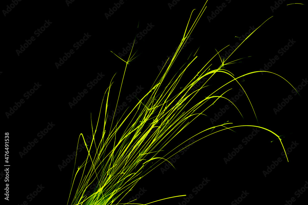 Green sparks on a black background Green sparks on a black background