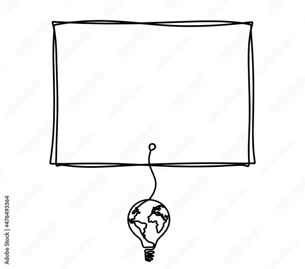 Fototapeta premium Rectangle comment bubble with signs as line drawing on white background. Vector