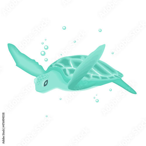 Turtle the green. Vector illustration.
