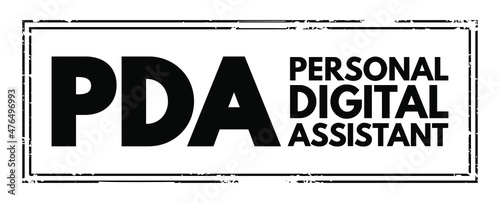 PDA - Personal Digital Assistant acronym text stamp, technology concept background