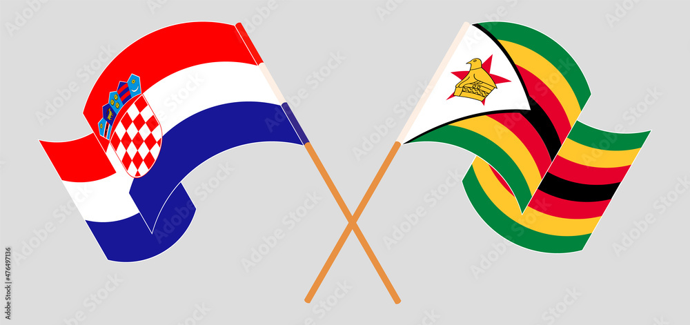 Crossed flags of Croatia and Zimbabwe. Official colors. Correct proportion Crossed flags of Croatia and Zimbabwe. Official colors. Correct proportion