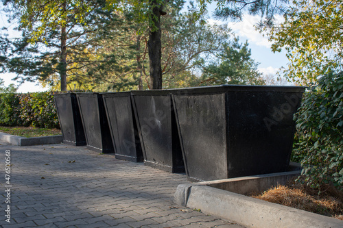 Garbage cans in the city park