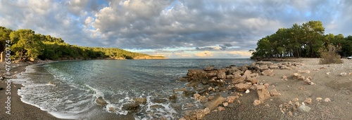 Obraz na płótnie Phaselis Greek and Roman city on the coast of ancient Lycia. Harbour panoramic view. Tekirova, Antalya, Turkey w salonie