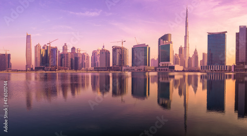 Cityscape of Dubai and panoramic view of Business bay  UAE