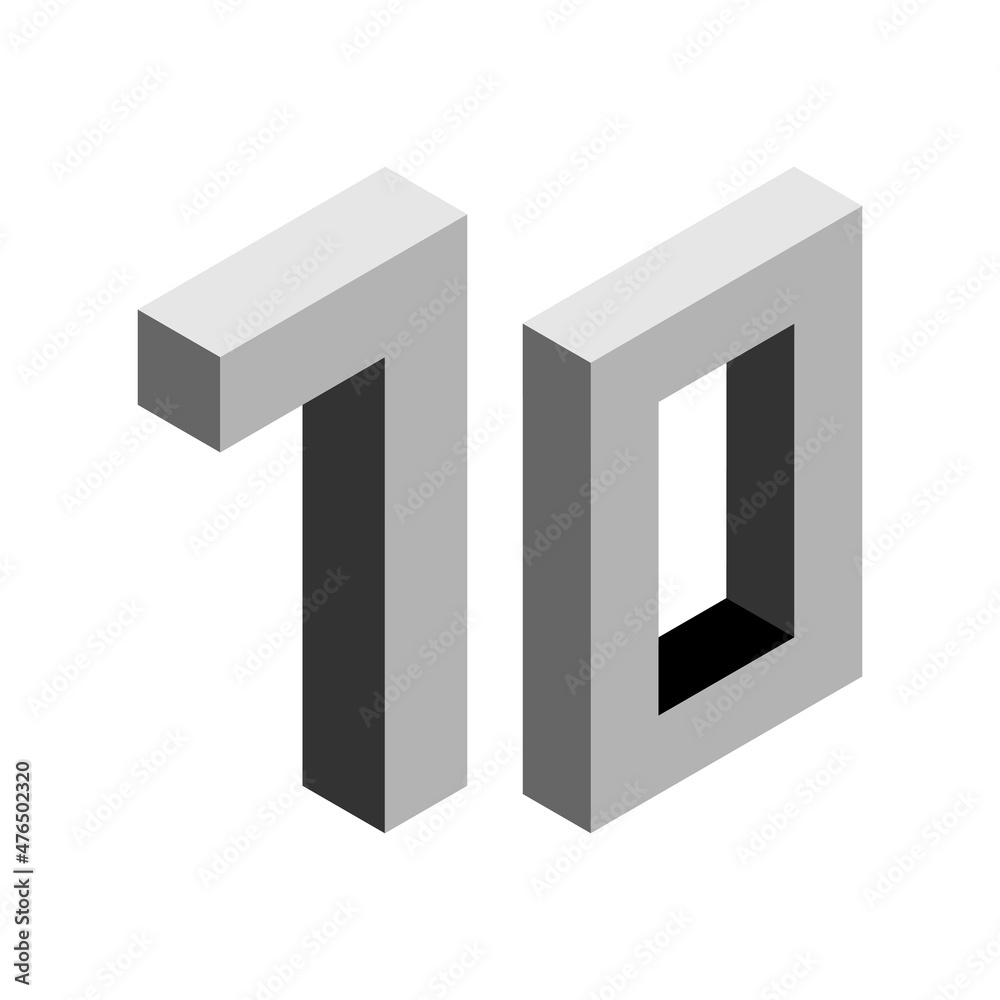 Gray number 70 in isometric style. Isolated on white background. Learning numbers, serial number, price, place. Gray number 70 in isometric style. Isolated on white background. Learning numbers, serial number, price, place.