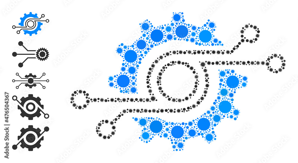 Gear chip mosaic icon. Vector collage made with random coronavirus icons. Virulent mosaic gear chip icon and additional icons. Gear chip mosaic for medical templates. Gear chip mosaic icon. Vector collage made with random coronavirus icons. Virulent mosaic gear chip icon and additional icons. Gear chip mosaic for medical templates.