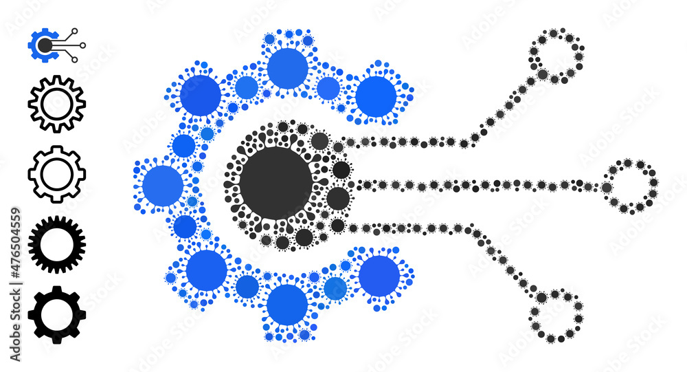 Gear solution mosaic icon. Vector collage is made from random Covid-2019 items. Covid-2019 collage gear solution icon and other icons. Gear solution collage for breakout templates. Gear solution mosaic icon. Vector collage is made from random Covid-2019 items. Covid-2019 collage gear solution icon and other icons. Gear solution collage for breakout templates.