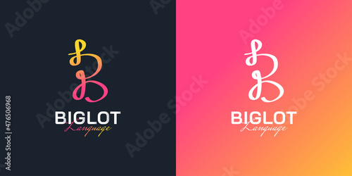 Colorful Initial Letter B Logo Design with Handwriting Style. Handwritten Signature Logo for Identity