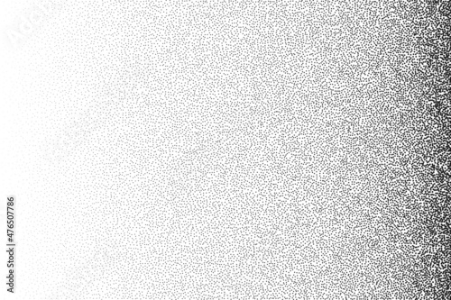 Noise gradient, monochrome on a white background. Fine structural grain, dots. stiplism. Vector illustration with the possibility of overlay, isolated object.