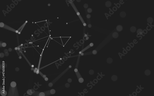 Abstract background. Molecules technology with polygonal shapes, connecting dots and lines. Connection structure. Big data visualization.